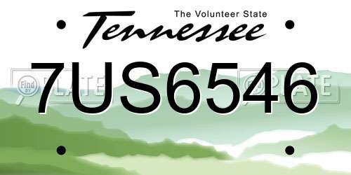 7US6546 Tennessee License Plate