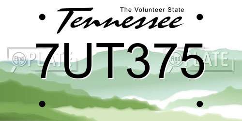 7UT375 Tennessee License Plate