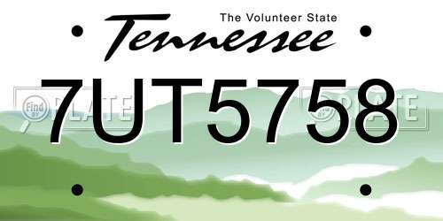 7UT5758 Tennessee License Plate
