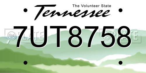 7UT8758 Tennessee License Plate