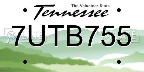 7UTB755 Tennessee License Plate