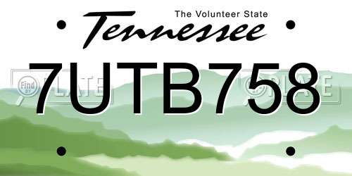 7UTB758 Tennessee License Plate