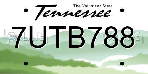 7UTB788 Tennessee License Plate