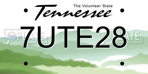 7UTE28 Tennessee License Plate