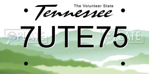 7UTE75 Tennessee License Plate