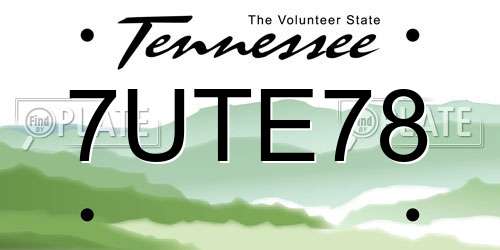 7UTE78 Tennessee License Plate