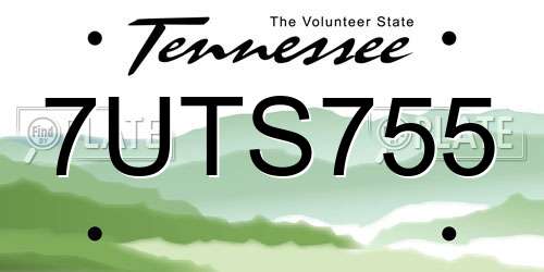 7UTS755 Tennessee License Plate