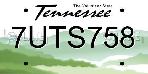 7UTS758 Tennessee License Plate