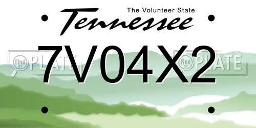 7V04X2 Tennessee License Plate