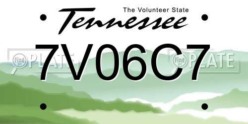 7V06C7 Tennessee License Plate