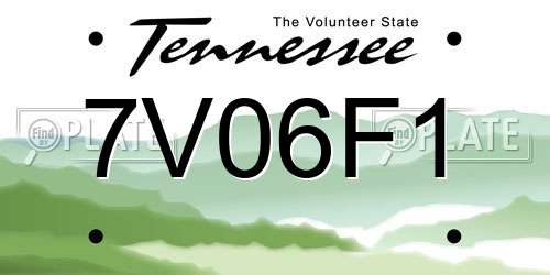 7V06F1 Tennessee License Plate