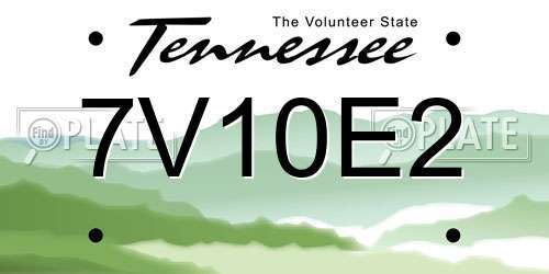 7V10E2 Tennessee License Plate