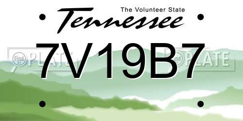 7V19B7 Tennessee License Plate