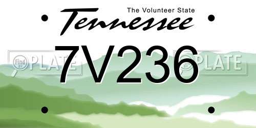 7V236 Tennessee License Plate