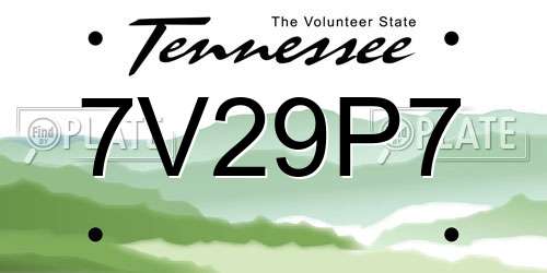7V29P7 Tennessee License Plate
