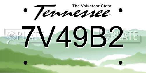 7V49B2 Tennessee License Plate