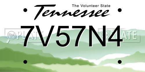 7V57N4 Tennessee License Plate