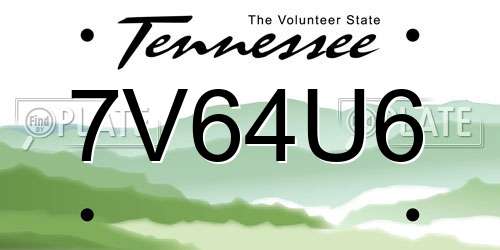 7V64U6 Tennessee License Plate