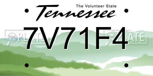 7V71F4 Tennessee License Plate