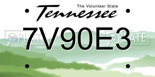 7V90E3 Tennessee License Plate