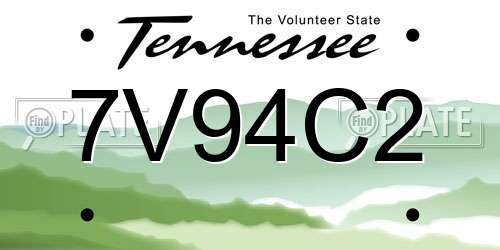 7V94C2 Tennessee License Plate