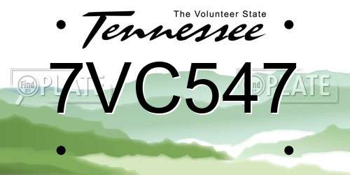 7VC547 Tennessee License Plate