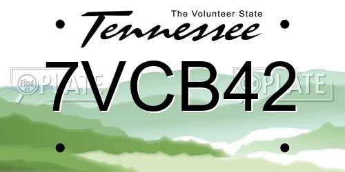 7VCB42 Tennessee License Plate