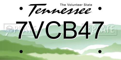 7VCB47 Tennessee License Plate