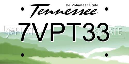 7VPT33 Tennessee License Plate