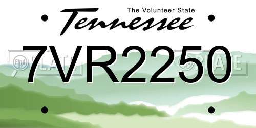 7VR2250 Tennessee License Plate