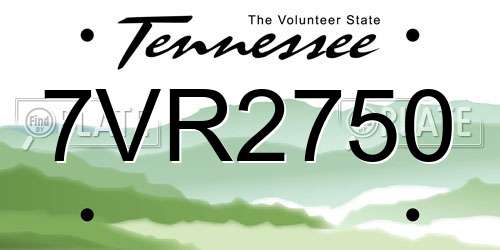 7VR2750 Tennessee License Plate