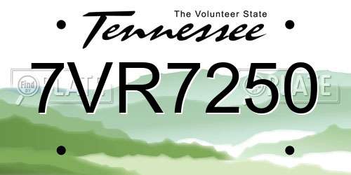 7VR7250 Tennessee License Plate