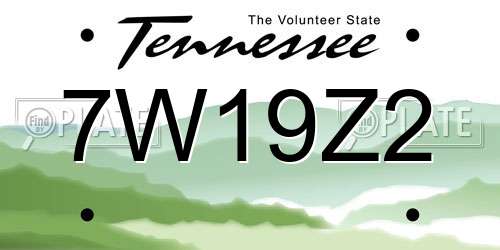 7W19Z2 Tennessee License Plate