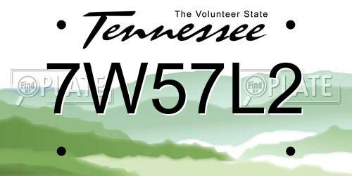 7W57L2 Tennessee License Plate