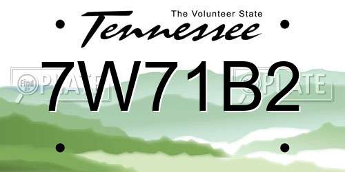 7W71B2 Tennessee License Plate