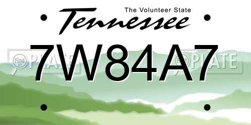 7W84A7 Tennessee License Plate