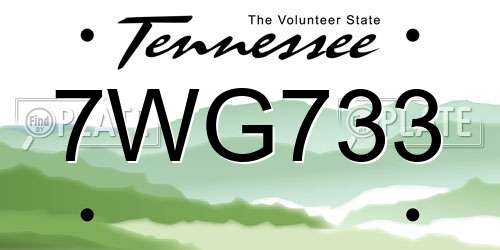 7WG733 Tennessee License Plate