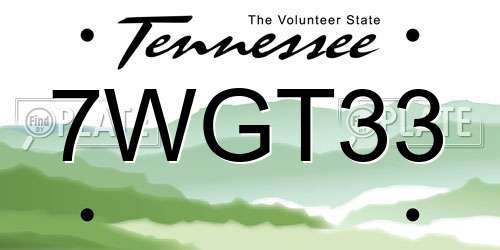 7WGT33 Tennessee License Plate
