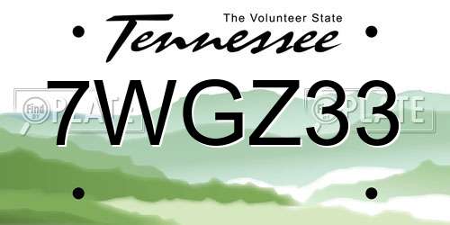 7WGZ33 Tennessee License Plate