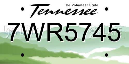 7WR5745 Tennessee License Plate
