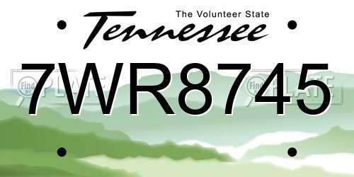 7WR8745 Tennessee License Plate