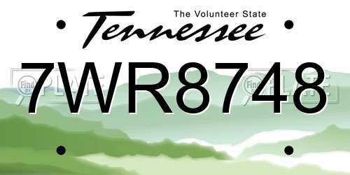 7WR8748 Tennessee License Plate