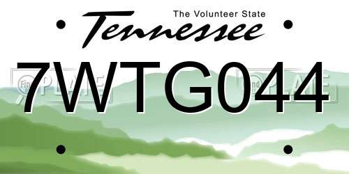 7WTG044 Tennessee License Plate