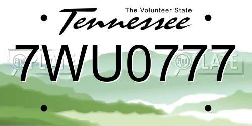 7WU0777 Tennessee License Plate