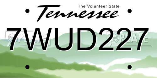 7WUD227 Tennessee License Plate