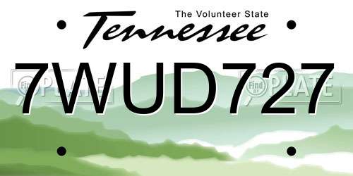 7WUD727 Tennessee License Plate