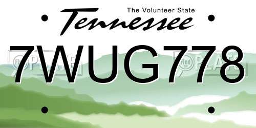 7WUG778 Tennessee License Plate