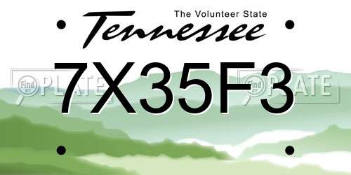 7X35F3 Tennessee License Plate