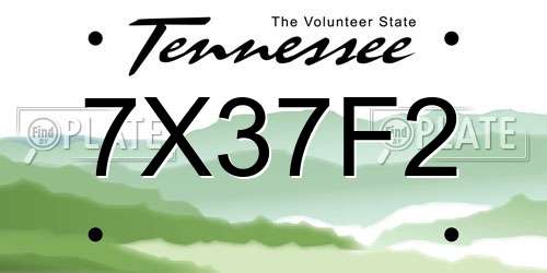 7X37F2 Tennessee License Plate