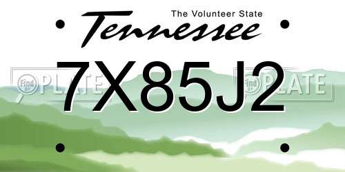 7X85J2 Tennessee License Plate